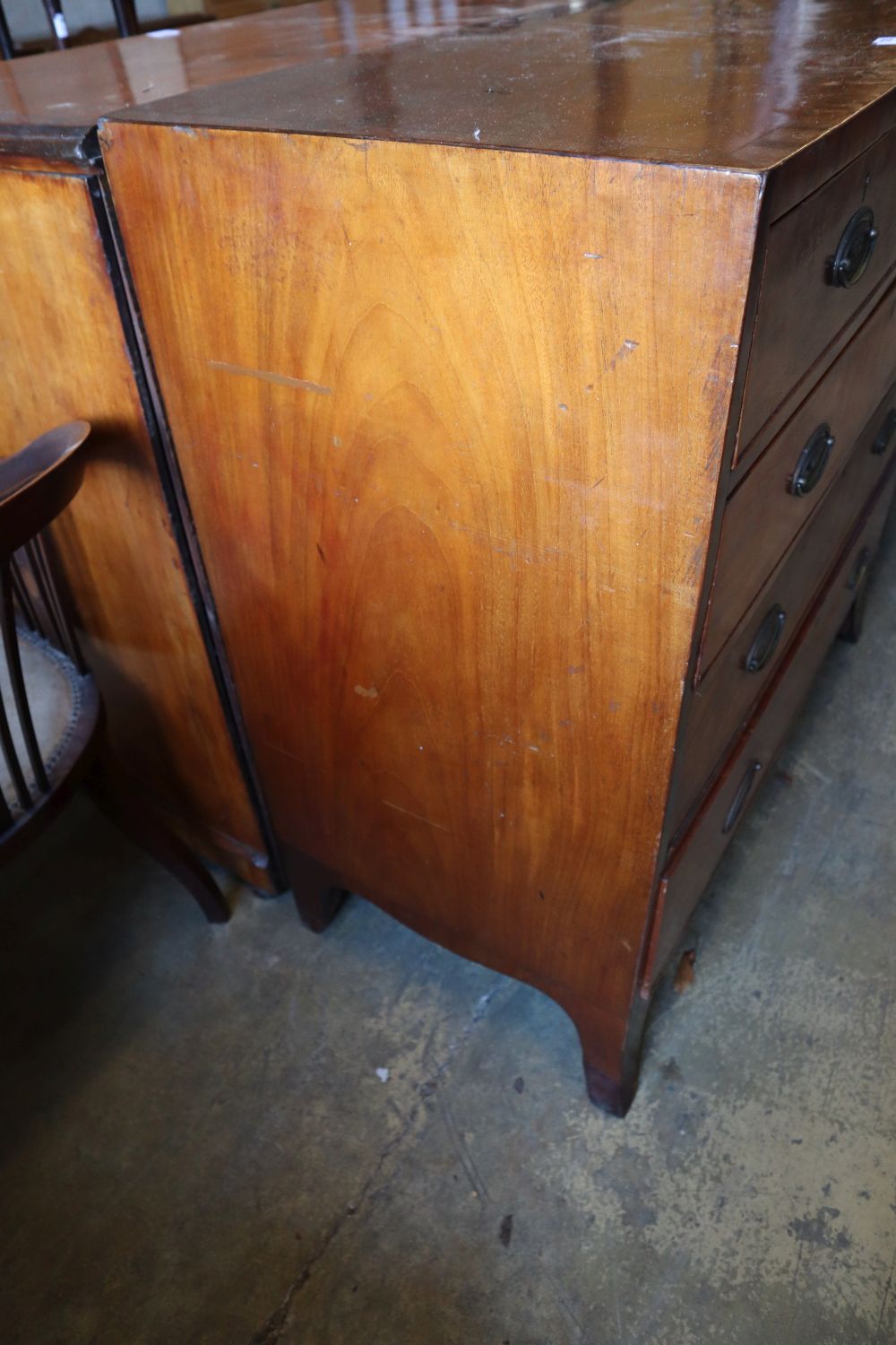 A Regency mahogany straight front chest of five drawers, width 107cm